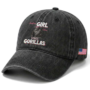 Gorilla Lover Gift Washed Cotton Baseball Cap Just A Girl Who Loves Gorillas TS12 Print Your Wear