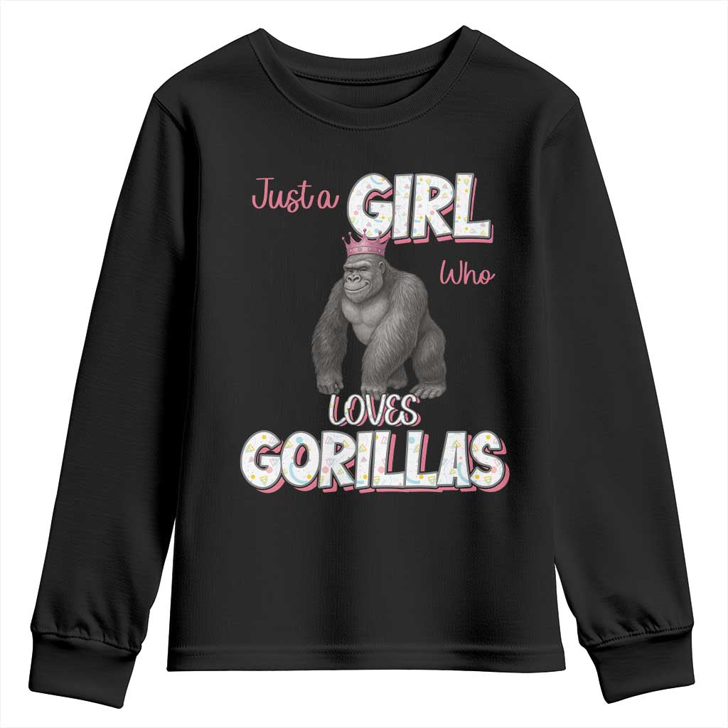 Gorilla Lover Gift Youth Sweatshirt Just A Girl Who Loves Gorillas TS12 Black Print Your Wear