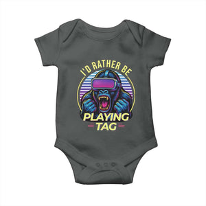 VR Gamer Gorilla Baby Onesie Id Rather Be Playing Tag Gift TS12 Dark Heather Print Your Wear