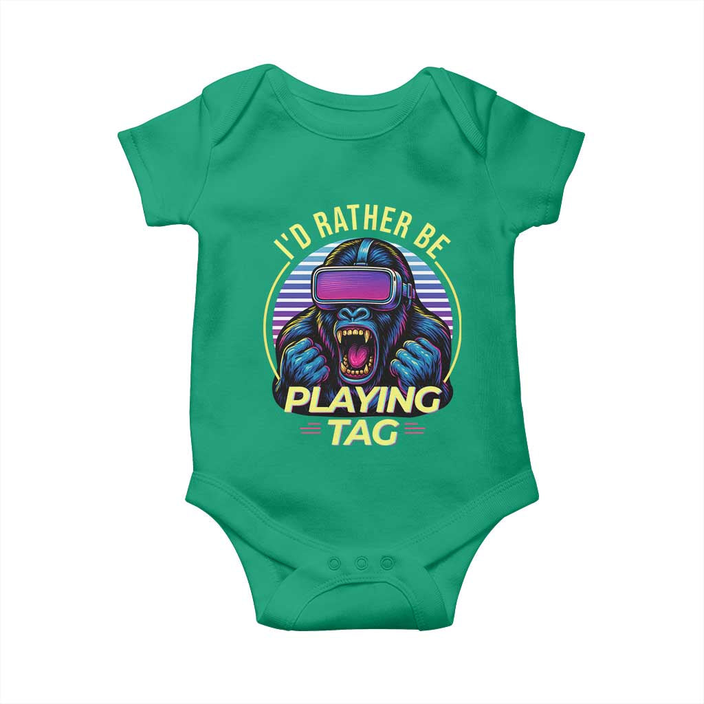 VR Gamer Gorilla Baby Onesie Id Rather Be Playing Tag Gift TS12 Irish Green Print Your Wear
