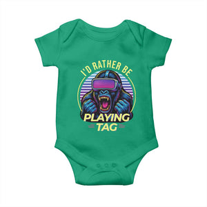 VR Gamer Gorilla Baby Onesie Id Rather Be Playing Tag Gift TS12 Irish Green Print Your Wear