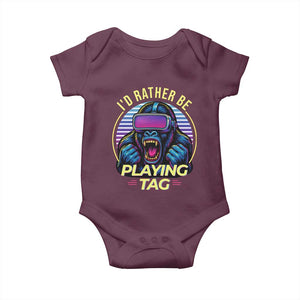 VR Gamer Gorilla Baby Onesie Id Rather Be Playing Tag Gift TS12 Maroon Print Your Wear