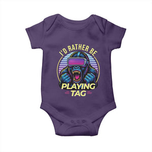 VR Gamer Gorilla Baby Onesie Id Rather Be Playing Tag Gift TS12 Purple Print Your Wear