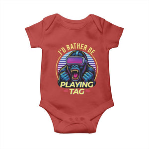 VR Gamer Gorilla Baby Onesie Id Rather Be Playing Tag Gift TS12 Red Print Your Wear
