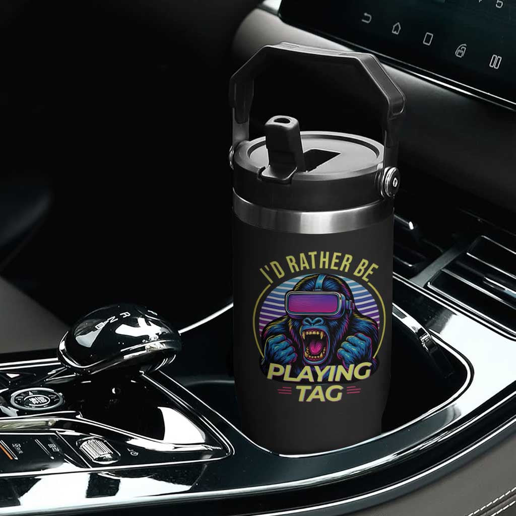 VR Gamer Gorilla Flip Straw Tumbler Id Rather Be Playing Tag Gift TS12 Print Your Wear