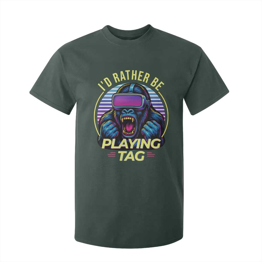 VR Gamer Gorilla T Shirt For Kid Id Rather Be Playing Tag Gift TS12 Dark Forest Green Print Your Wear