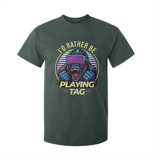 VR Gamer Gorilla T Shirt For Kid Id Rather Be Playing Tag Gift TS12 Dark Forest Green Print Your Wear