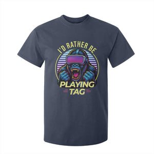 VR Gamer Gorilla T Shirt For Kid Id Rather Be Playing Tag Gift TS12 Navy Print Your Wear