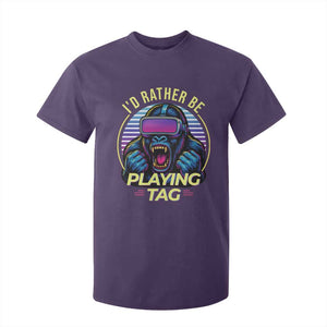 VR Gamer Gorilla T Shirt For Kid Id Rather Be Playing Tag Gift TS12 Purple Print Your Wear