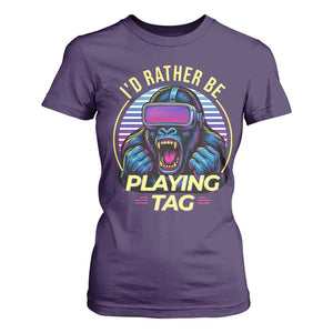 VR Gamer Gorilla T Shirt For Women Id Rather Be Playing Tag Gift TS12 Purple Print Your Wear
