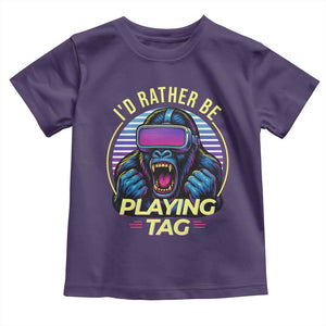 VR Gamer Gorilla Toddler T Shirt Id Rather Be Playing Tag Gift TS12 Purple Print Your Wear