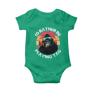 Funny Gorilla Lover Baby Onesie Id Rather Be Playing Tag VR Game TS12 Irish Green Print Your Wear
