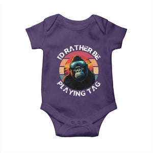 Funny Gorilla Lover Baby Onesie Id Rather Be Playing Tag VR Game TS12 Purple Print Your Wear