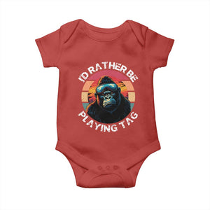 Funny Gorilla Lover Baby Onesie Id Rather Be Playing Tag VR Game TS12 Red Print Your Wear