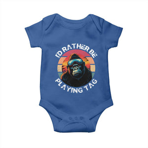 Funny Gorilla Lover Baby Onesie Id Rather Be Playing Tag VR Game TS12 Royal Blue Print Your Wear