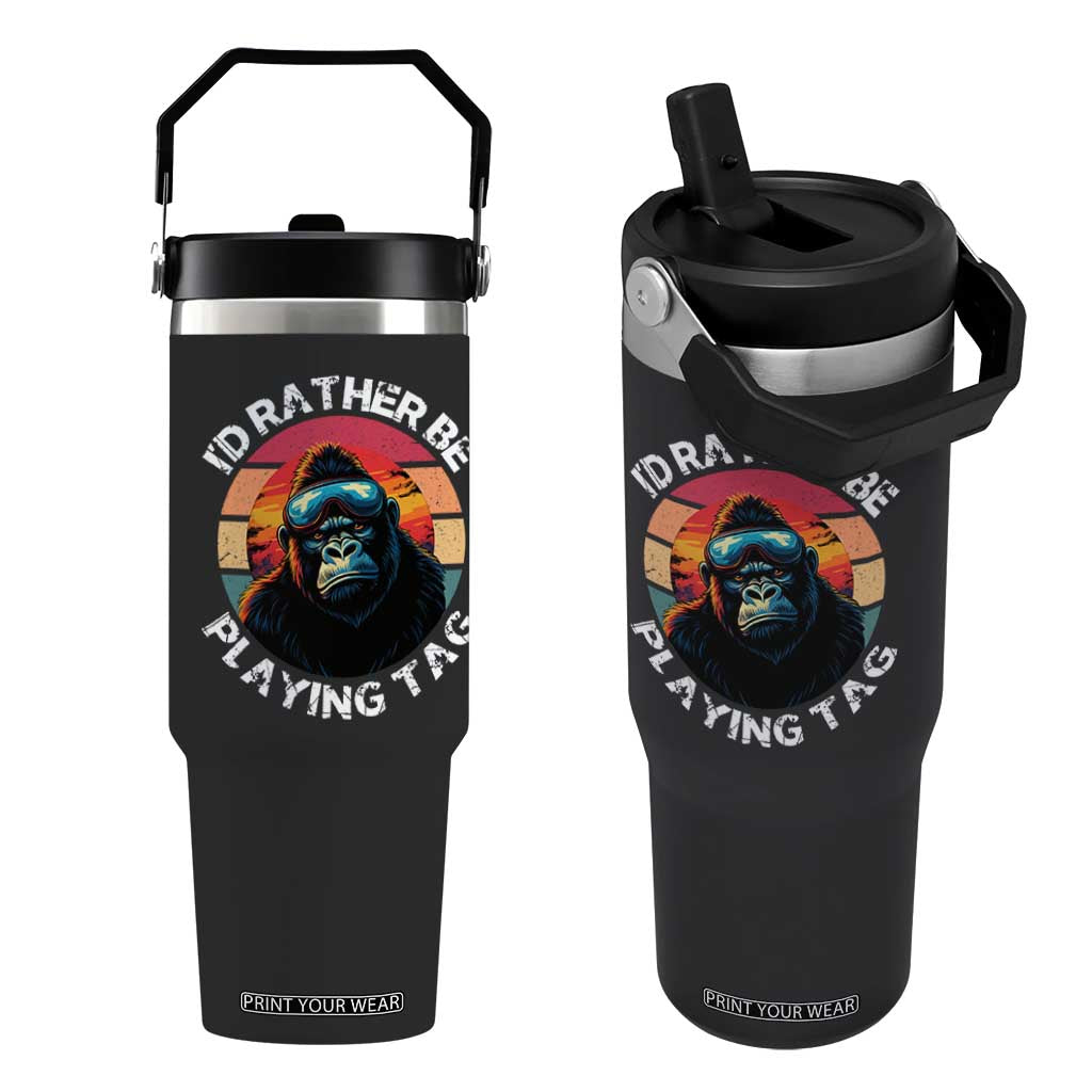 Funny Gorilla Lover Flip Straw Tumbler Id Rather Be Playing Tag VR Game TS12 One Size: 30 oz Black Print Your Wear