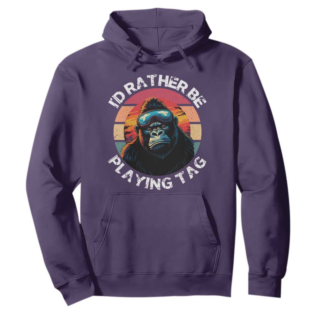 Funny Gorilla Lover Hoodie Id Rather Be Playing Tag VR Game TS12 Purple Print Your Wear