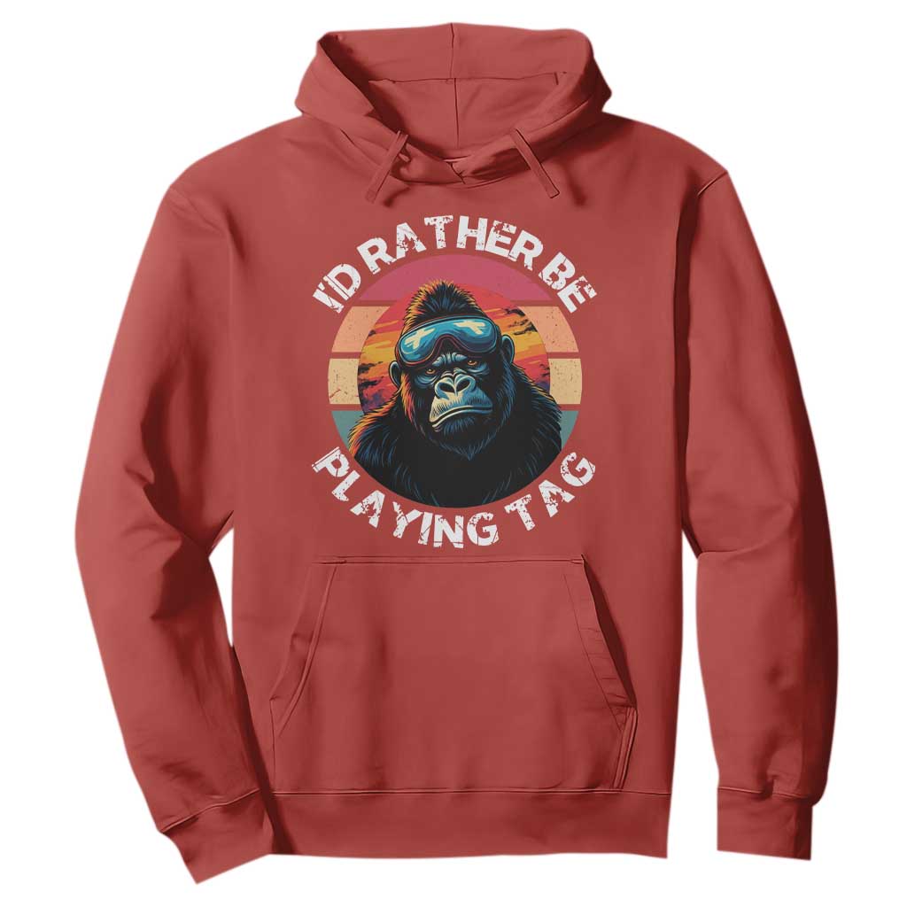 Funny Gorilla Lover Hoodie Id Rather Be Playing Tag VR Game TS12 Red Print Your Wear