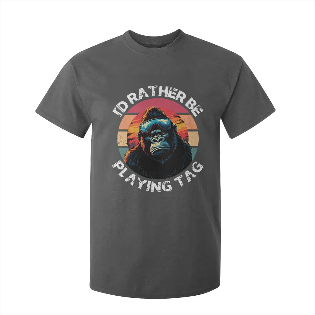 Funny Gorilla Lover T Shirt For Kid Id Rather Be Playing Tag VR Game TS12 Dark Heather Print Your Wear