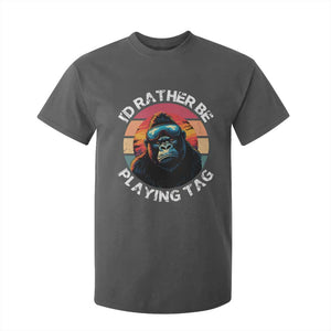 Funny Gorilla Lover T Shirt For Kid Id Rather Be Playing Tag VR Game TS12 Dark Heather Print Your Wear