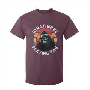Funny Gorilla Lover T Shirt For Kid Id Rather Be Playing Tag VR Game TS12 Maroon Print Your Wear