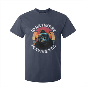 Funny Gorilla Lover T Shirt For Kid Id Rather Be Playing Tag VR Game TS12 Navy Print Your Wear