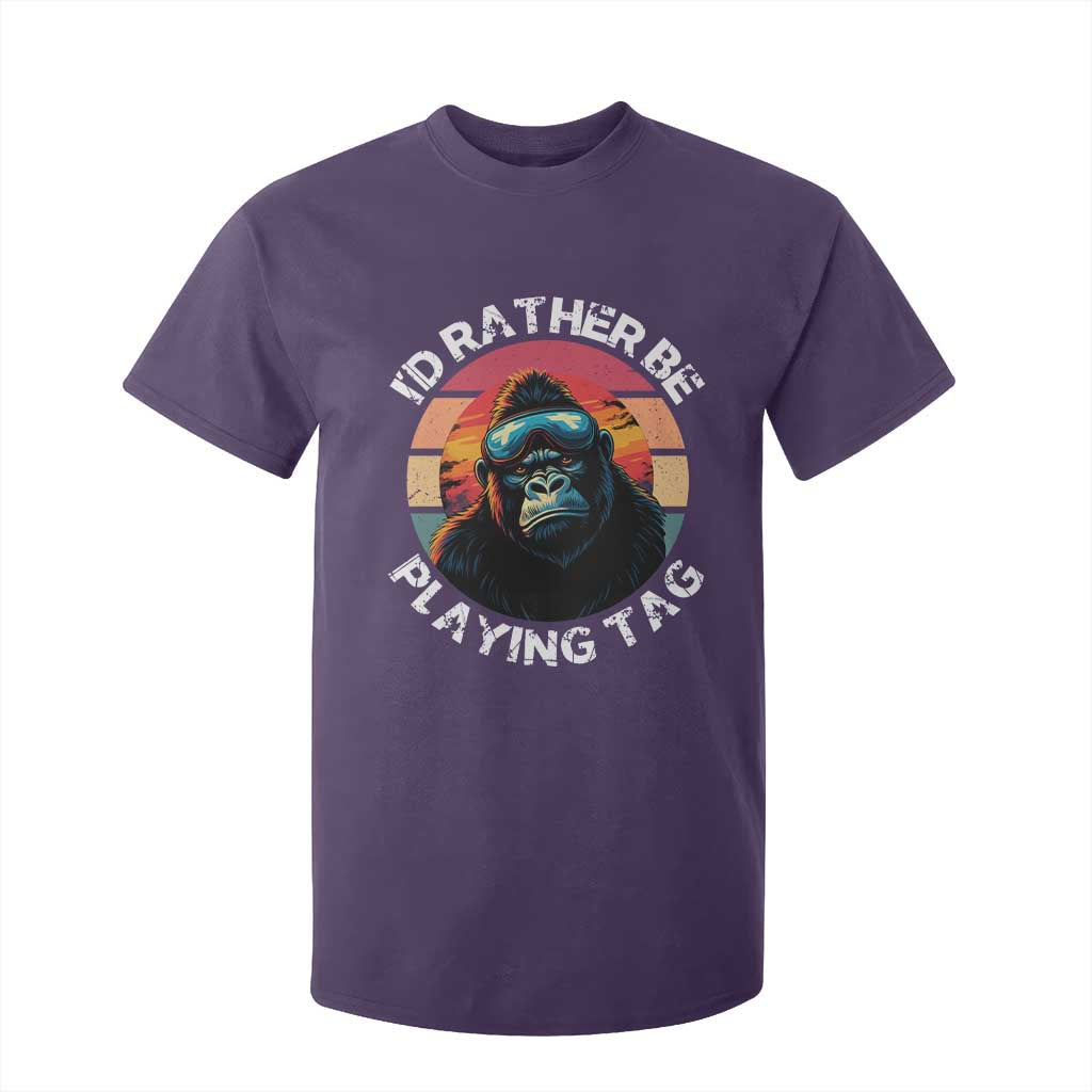 Funny Gorilla Lover T Shirt For Kid Id Rather Be Playing Tag VR Game TS12 Purple Print Your Wear