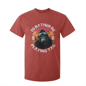 Funny Gorilla Lover T Shirt For Kid Id Rather Be Playing Tag VR Game TS12 Red Print Your Wear