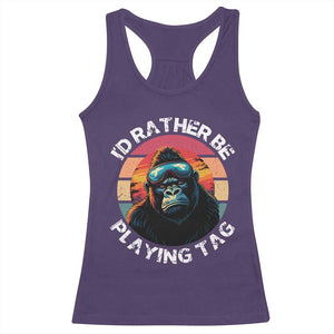 Funny Gorilla Lover Racerback Tank Top Id Rather Be Playing Tag VR Game TS12 Purple Print Your Wear