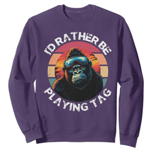 Funny Gorilla Lover Sweatshirt Id Rather Be Playing Tag VR Game TS12 Purple Print Your Wear