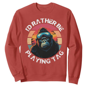 Funny Gorilla Lover Sweatshirt Id Rather Be Playing Tag VR Game TS12 Red Print Your Wear