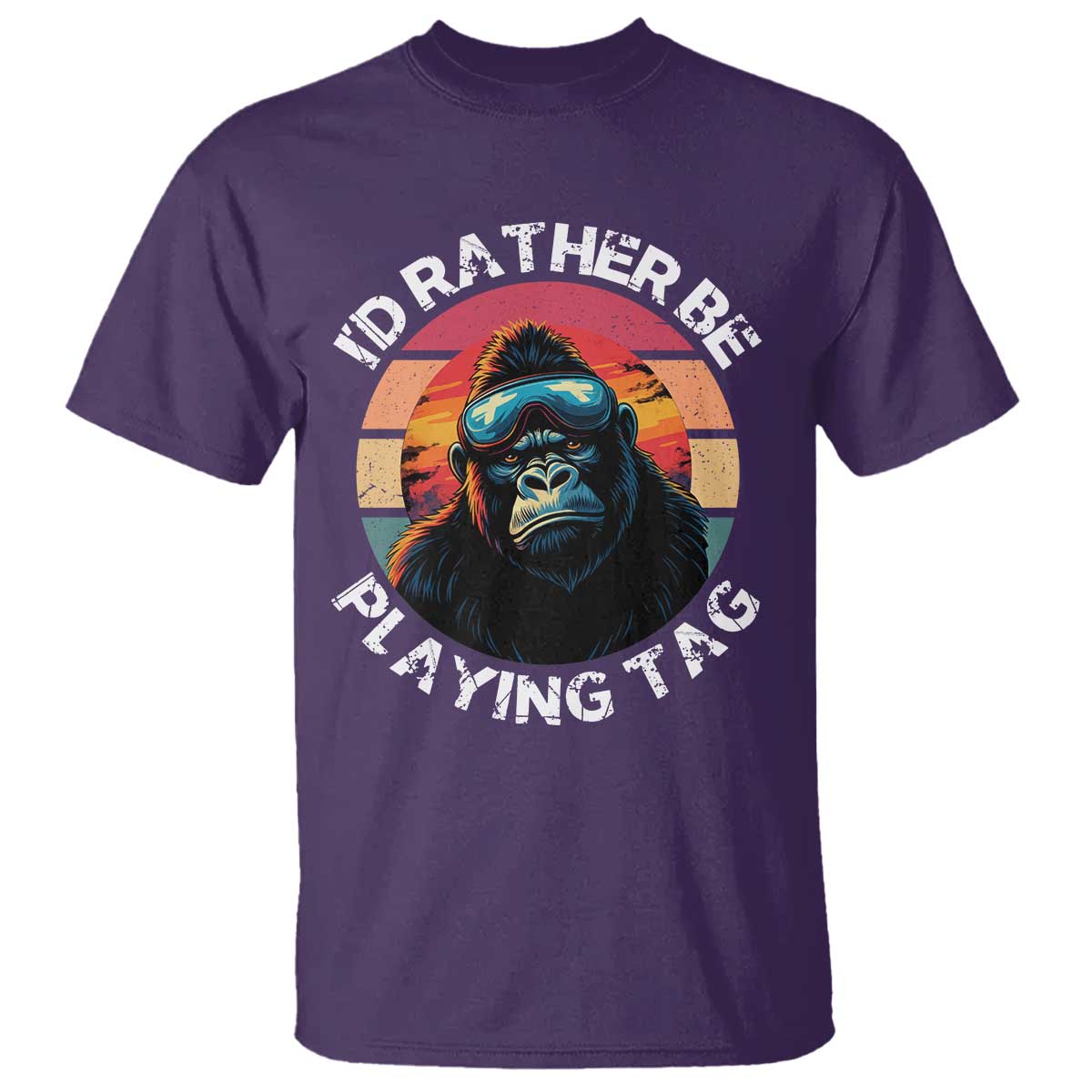 Funny Gorilla Lover T Shirt Id Rather Be Playing Tag VR Game TS12 Purple Print Your Wear