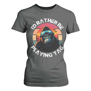 Funny Gorilla Lover T Shirt For Women Id Rather Be Playing Tag VR Game TS12 Dark Heather Print Your Wear