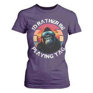 Funny Gorilla Lover T Shirt For Women Id Rather Be Playing Tag VR Game TS12 Purple Print Your Wear