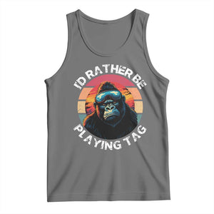 Funny Gorilla Lover Tank Top Id Rather Be Playing Tag VR Game TS12 Black Heather Print Your Wear