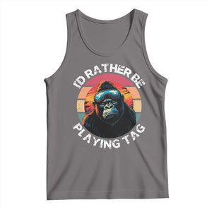 Funny Gorilla Lover Tank Top Id Rather Be Playing Tag VR Game TS12 Deep Heather Print Your Wear
