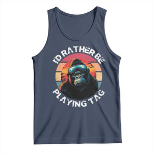 Funny Gorilla Lover Tank Top Id Rather Be Playing Tag VR Game TS12 Navy Print Your Wear