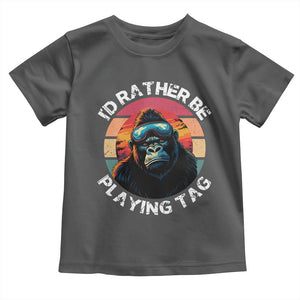 Funny Gorilla Lover Toddler T Shirt Id Rather Be Playing Tag VR Game TS12 Dark Heather Print Your Wear