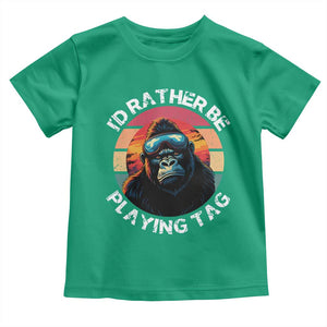Funny Gorilla Lover Toddler T Shirt Id Rather Be Playing Tag VR Game TS12 Irish Green Print Your Wear