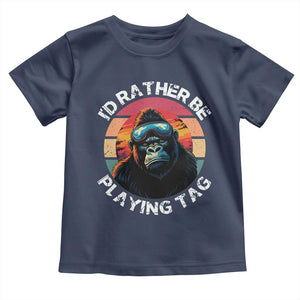 Funny Gorilla Lover Toddler T Shirt Id Rather Be Playing Tag VR Game TS12 Navy Print Your Wear