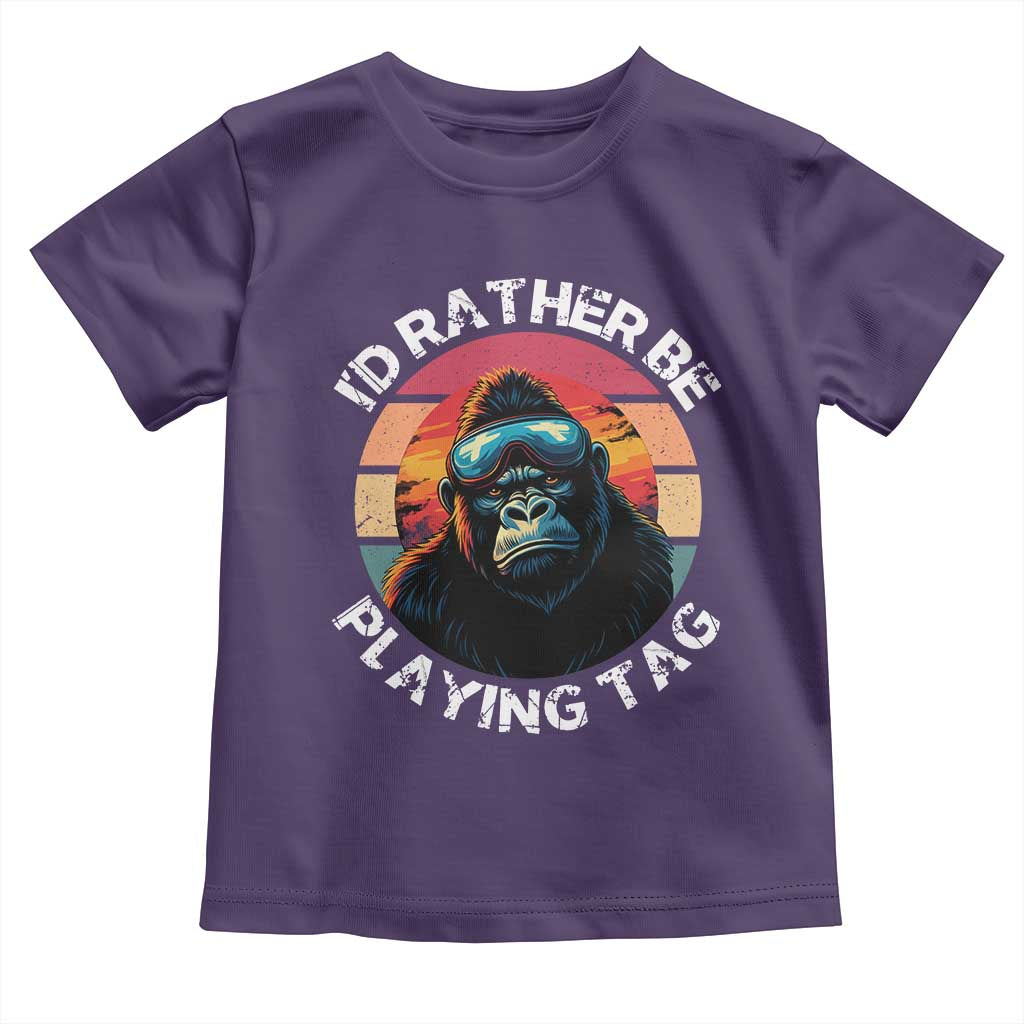 Funny Gorilla Lover Toddler T Shirt Id Rather Be Playing Tag VR Game TS12 Purple Print Your Wear