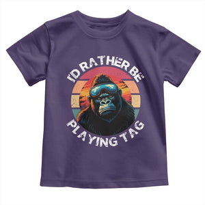 Funny Gorilla Lover Toddler T Shirt Id Rather Be Playing Tag VR Game TS12 Purple Print Your Wear