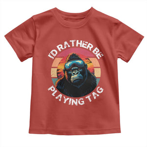 Funny Gorilla Lover Toddler T Shirt Id Rather Be Playing Tag VR Game TS12 Red Print Your Wear