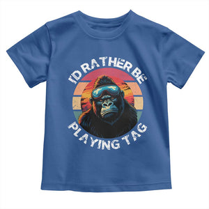 Funny Gorilla Lover Toddler T Shirt Id Rather Be Playing Tag VR Game TS12 Royal Blue Print Your Wear