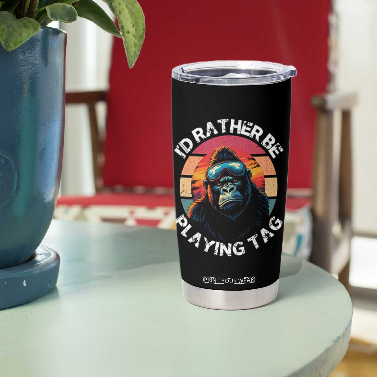 Funny Gorilla Lover Tumbler Cup Id Rather Be Playing Tag VR Game TS12 Print Your Wear
