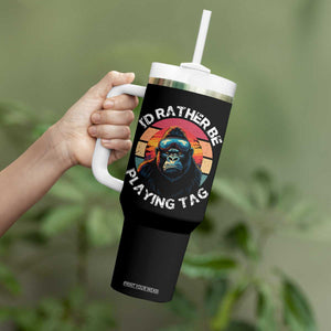 Funny Gorilla Lover Tumbler With Handle Id Rather Be Playing Tag VR Game TS12 Print Your Wear
