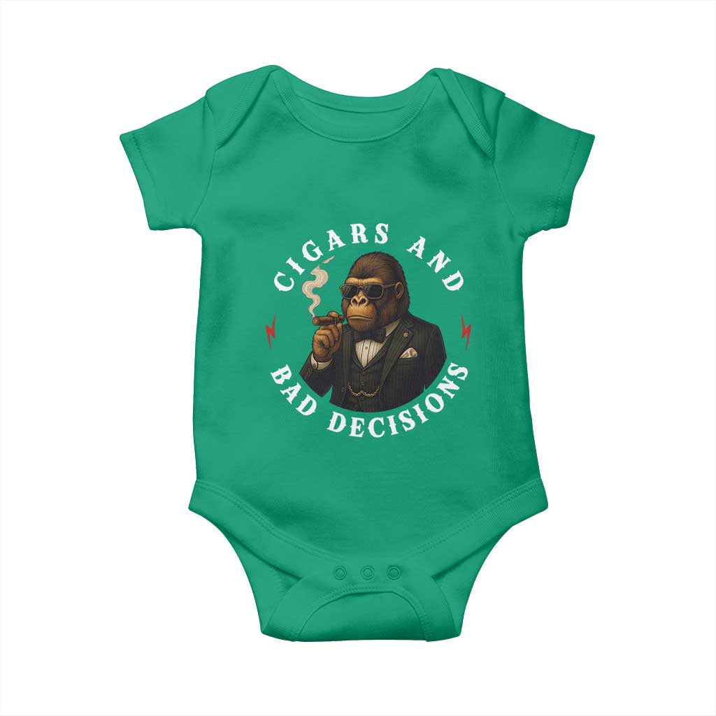 Cigars And Bad Decisions Baby Onesie Funny Gorilla Gift TS12 Irish Green Print Your Wear