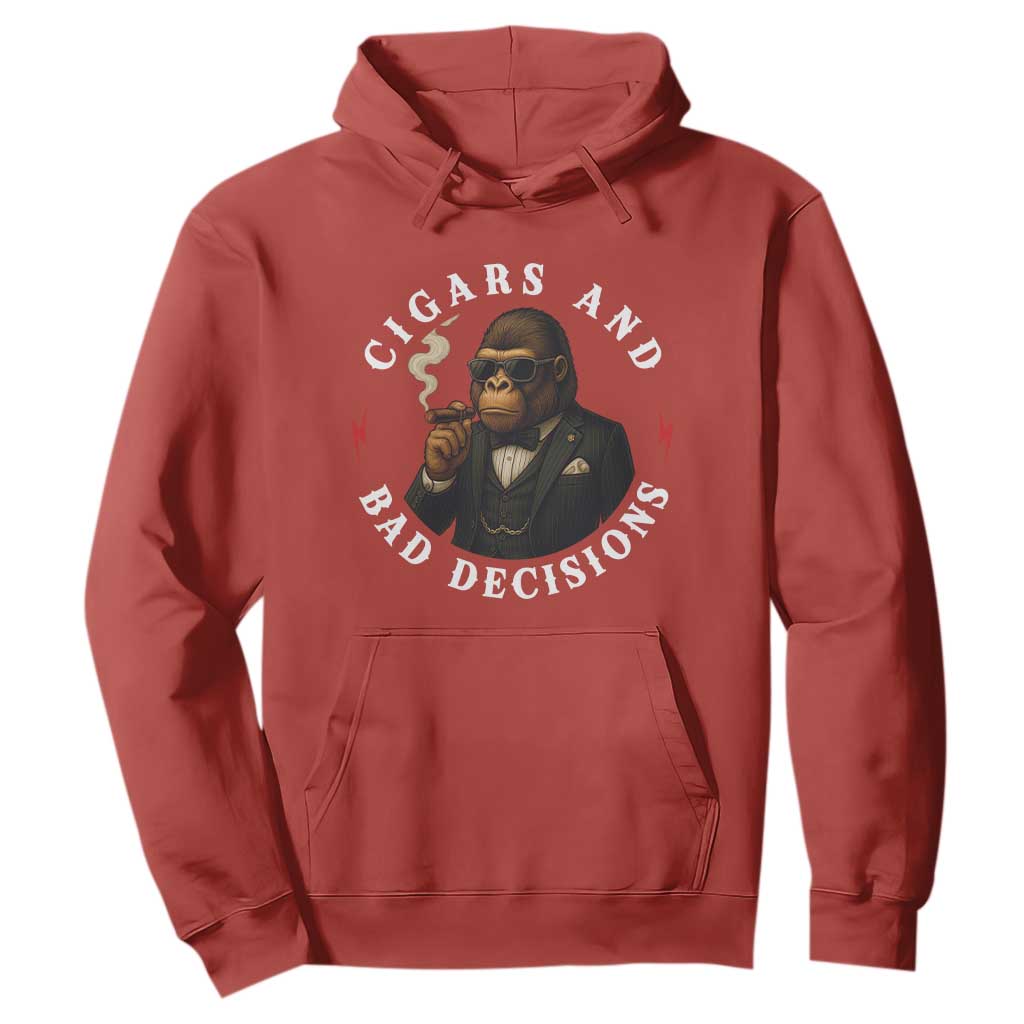 Cigars And Bad Decisions Hoodie Funny Gorilla Gift TS12 Red Print Your Wear