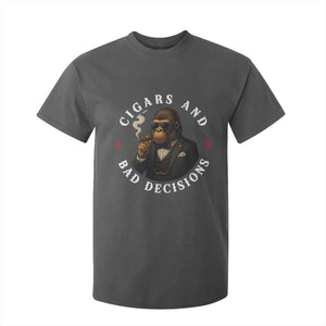 Cigars And Bad Decisions T Shirt For Kid Funny Gorilla Gift TS12 Dark Heather Print Your Wear