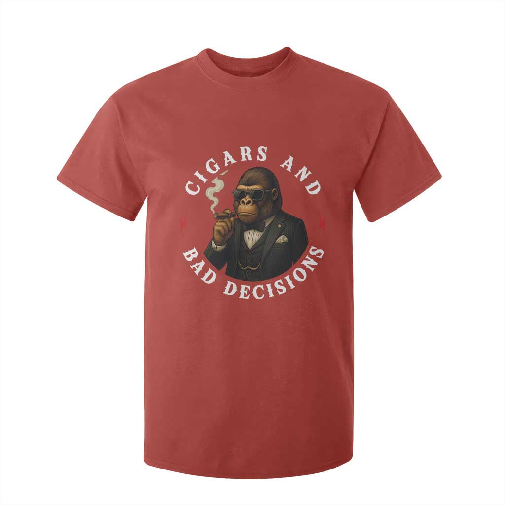 Cigars And Bad Decisions T Shirt For Kid Funny Gorilla Gift TS12 Red Print Your Wear